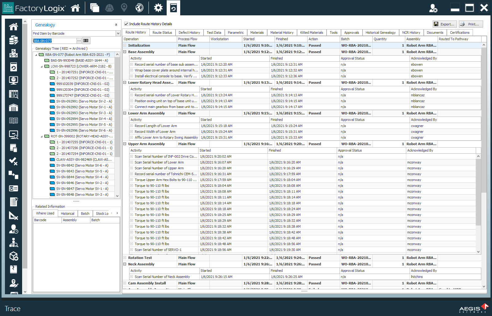 Export traceability data