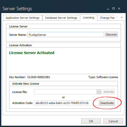 Server Settings dialog