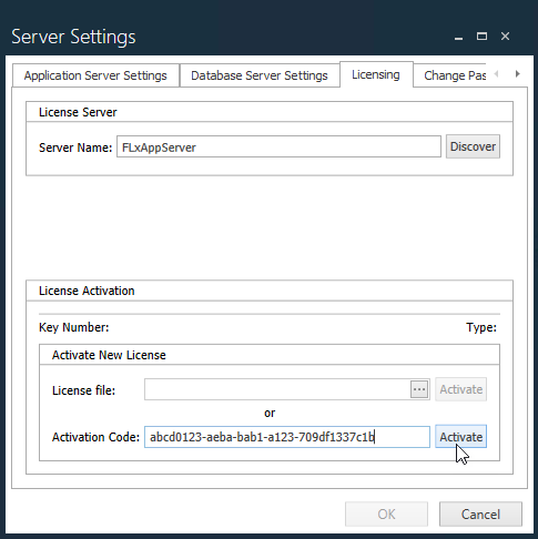 Server Settings dialog
