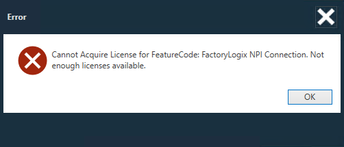 Cannot acquire license error message