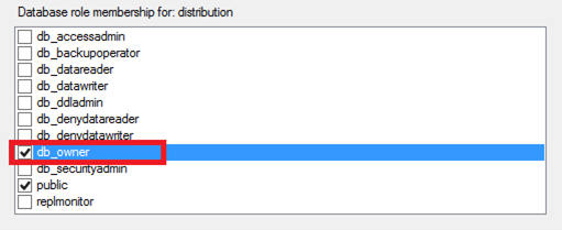 Select database role membership for distribution
