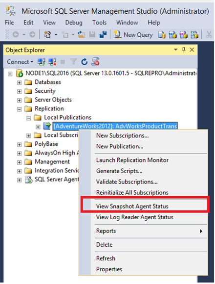 View Snapshot Agent Status command