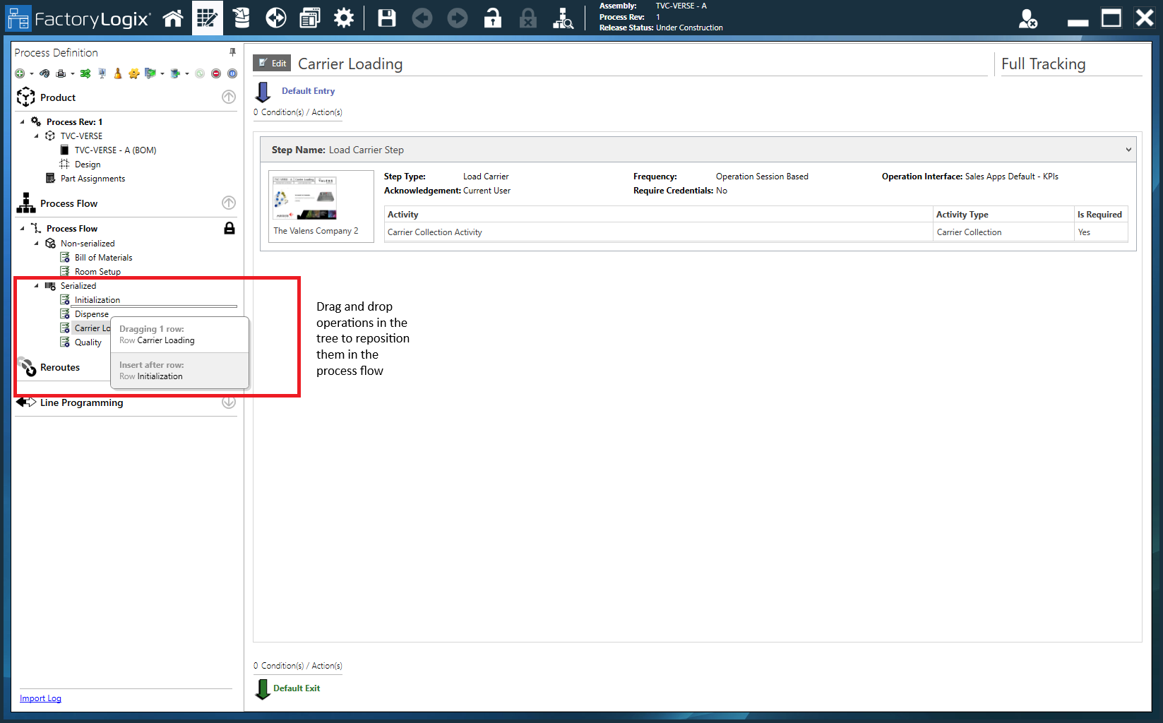 DRag and drop operations in the tree