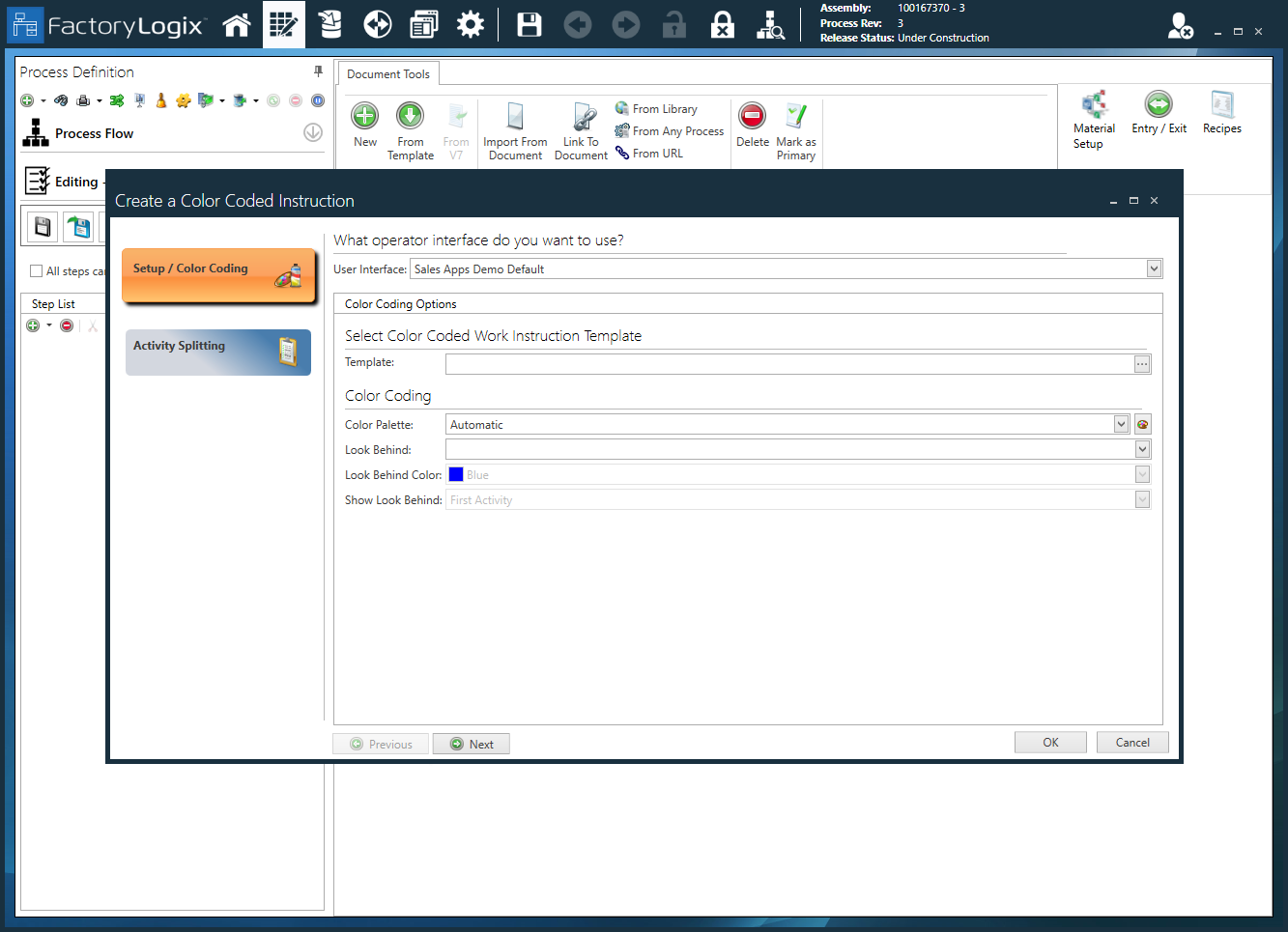 Create a color coded work instruction