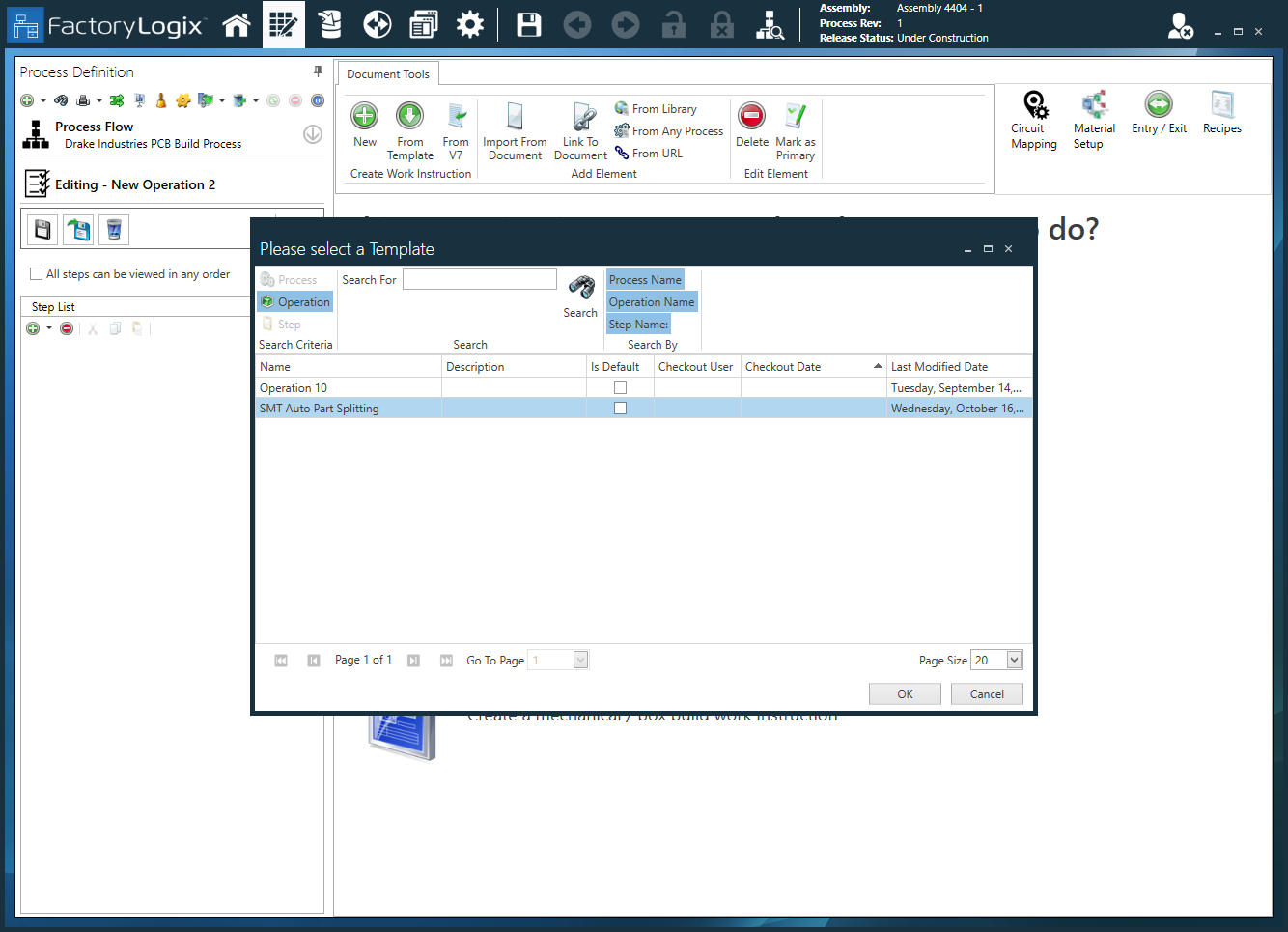 Apply a template to an operation