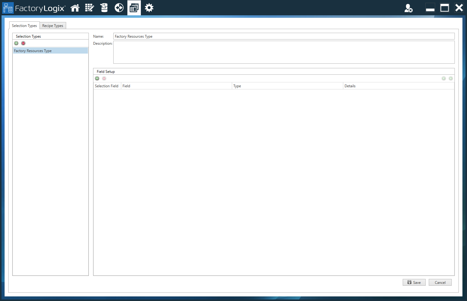 Selection Types tab - Operation