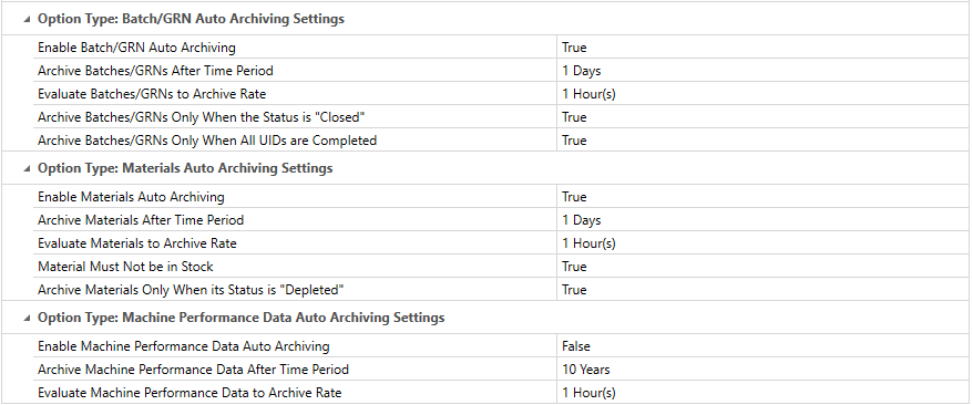 Auto Archive Settings