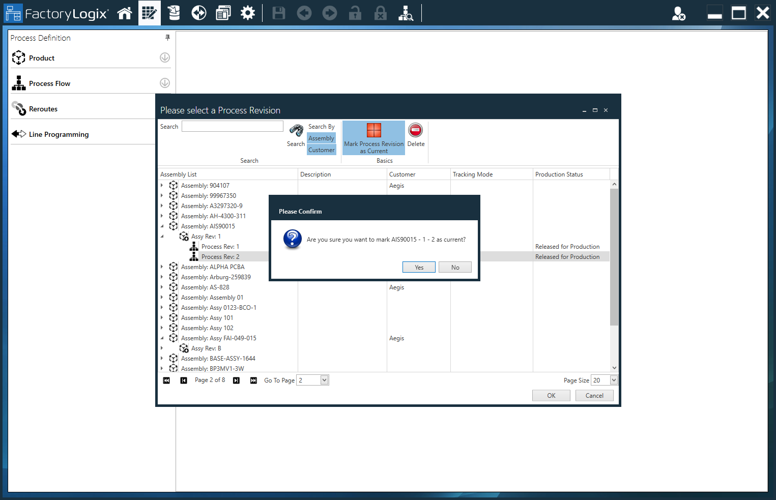 Mark Process Revision as Current