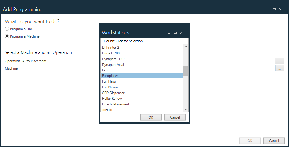 Add Programming dialog