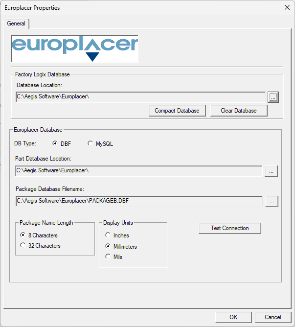 Europlacer Machine Properties - DBF