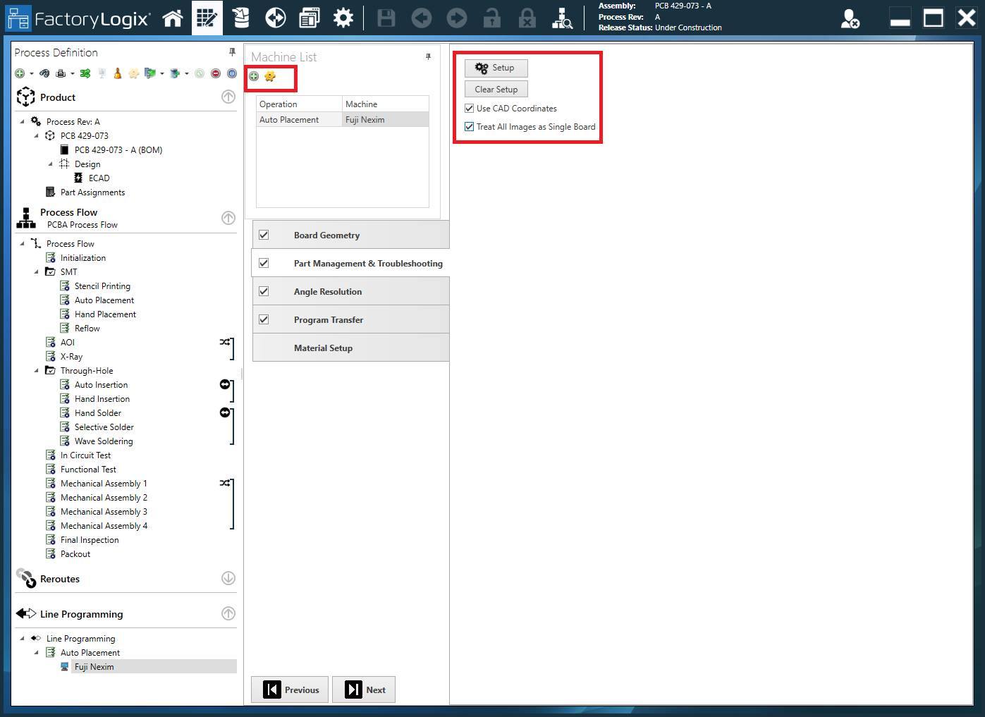Fuji - Machine Properties and Setup options