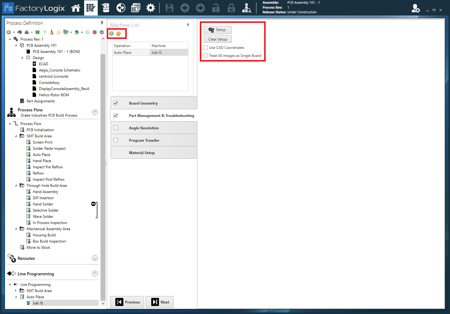 JUKI Machine Properties and Setup
