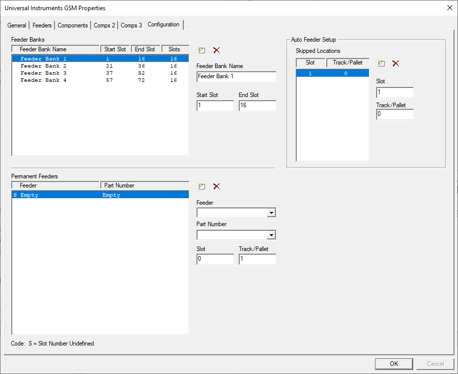 Universal Properties dialog CI2 format - Configuration tab