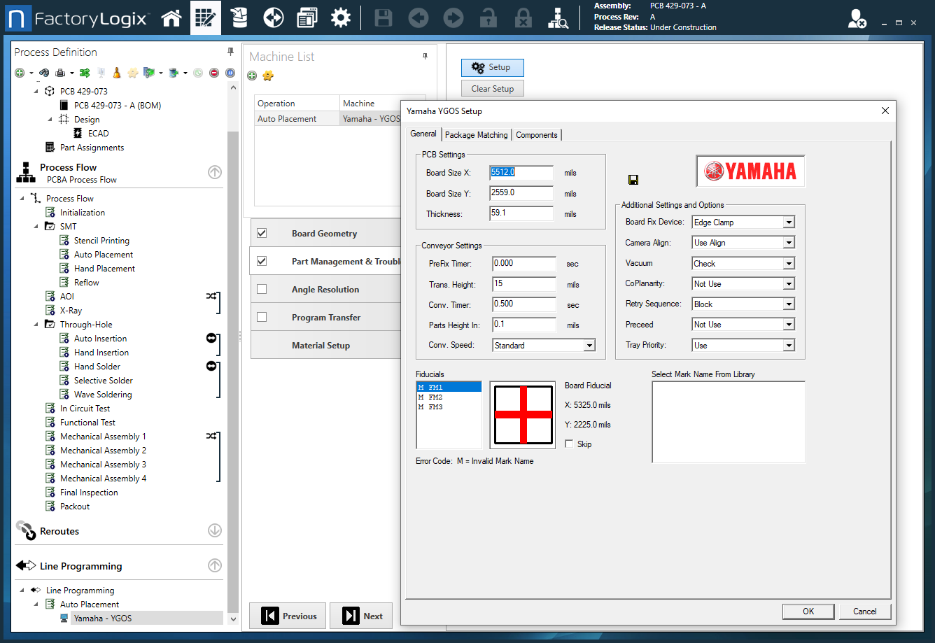 Yamaha YGOS Setup dialog