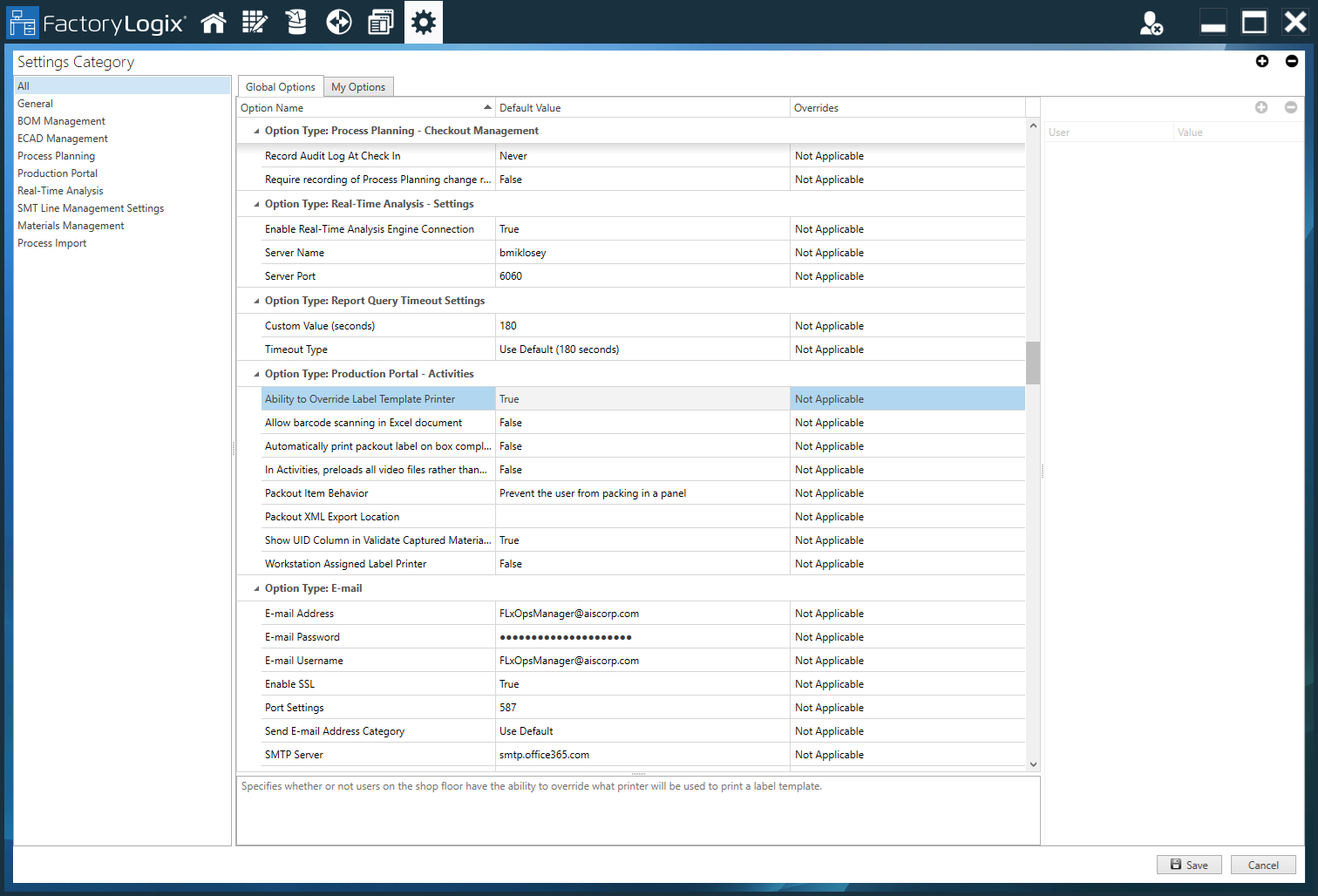 Ability to override the label template printer
