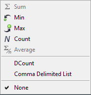 Summary Commands menu