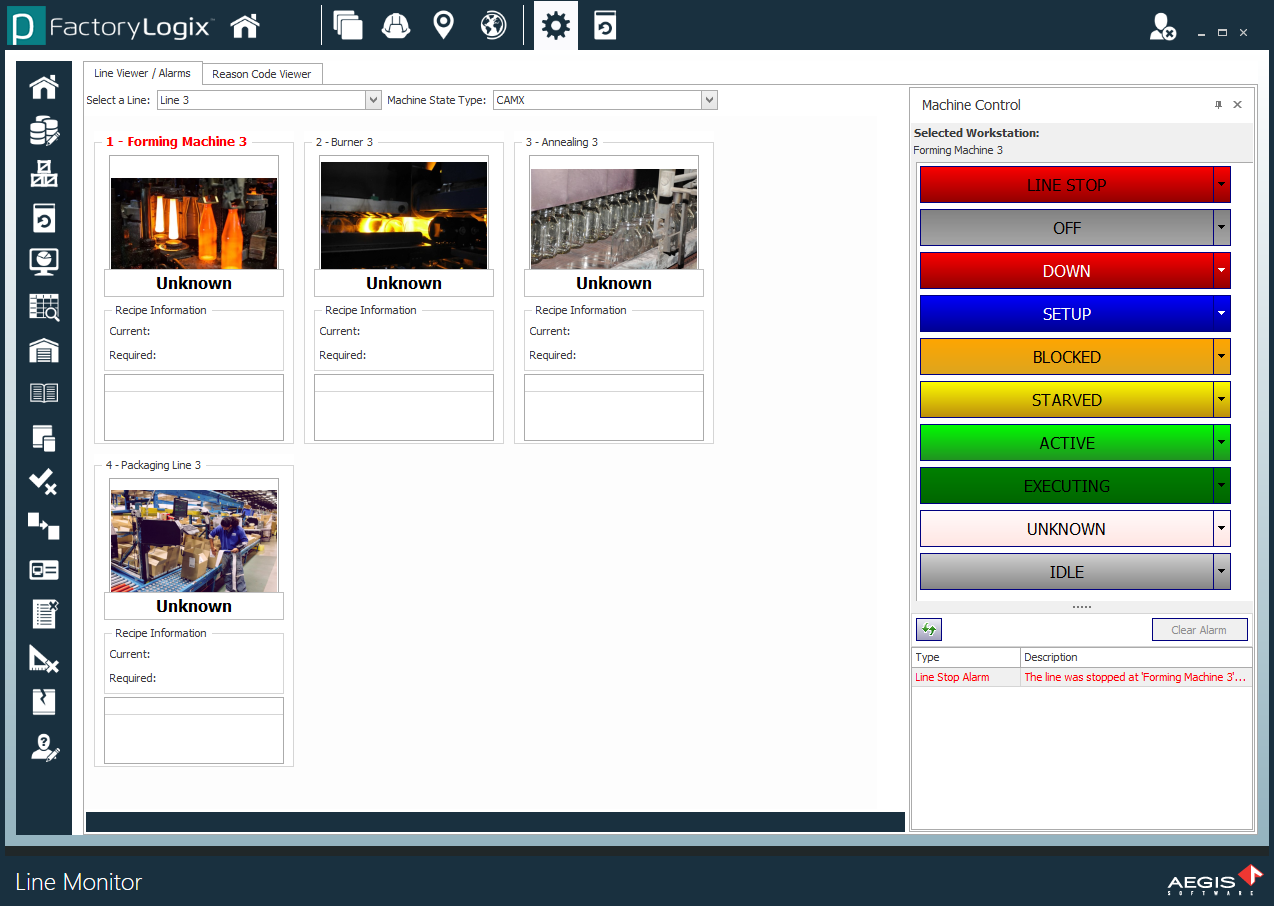 Production Line Monitor window
