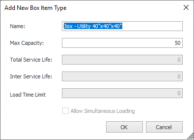 Add New Box Item Type dialog