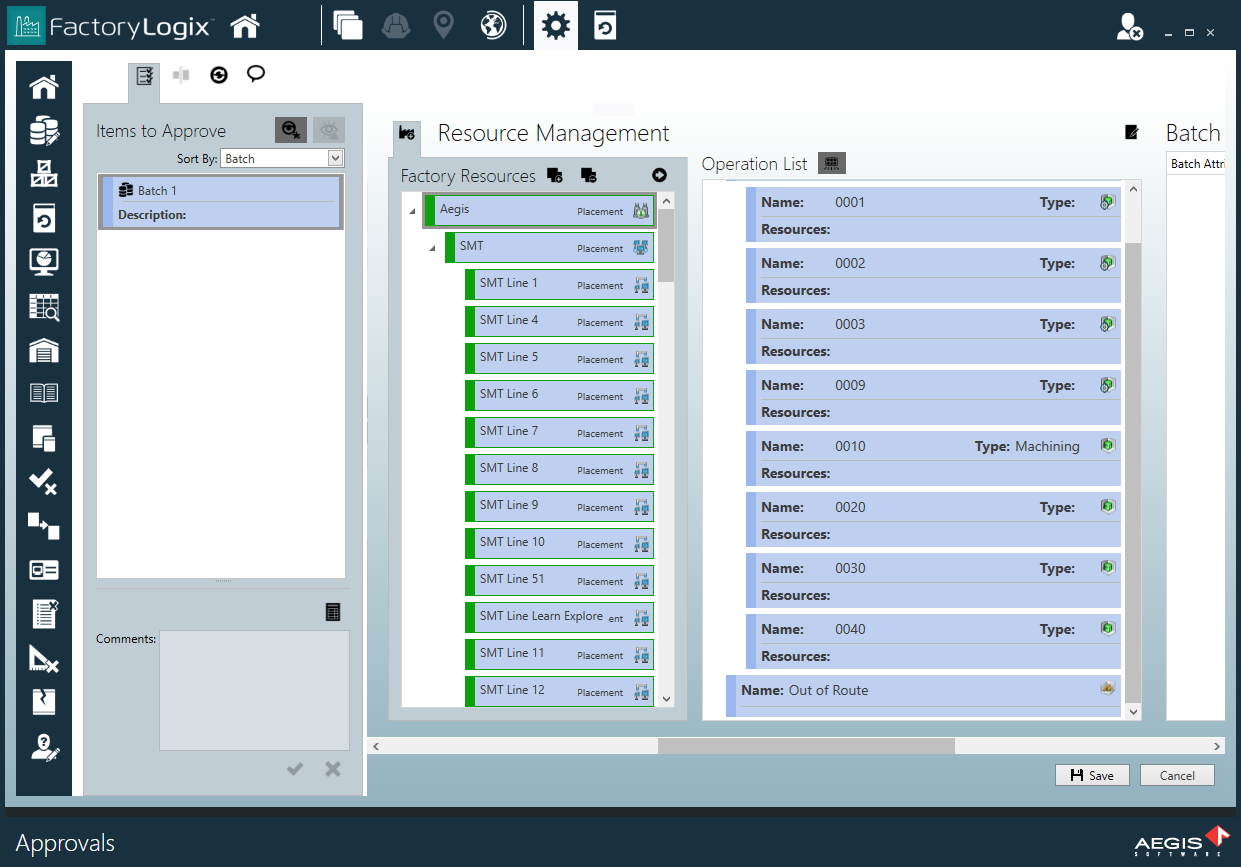 Show Resources window - Approvals