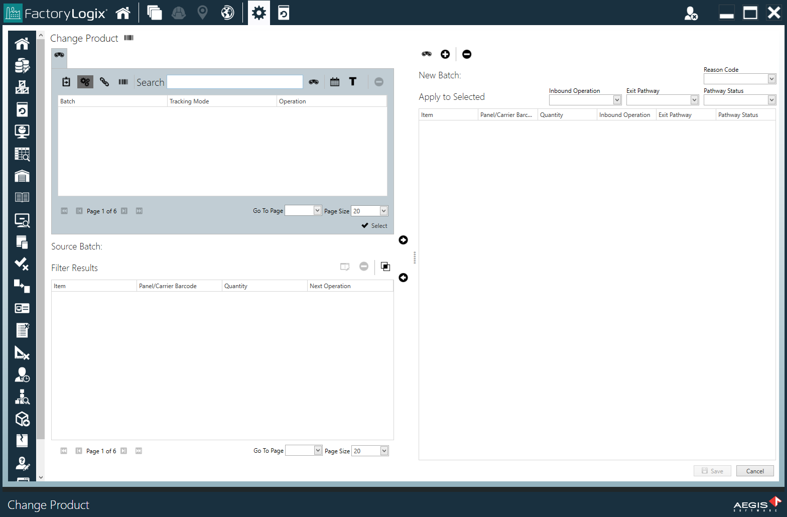 Change Product window - search options