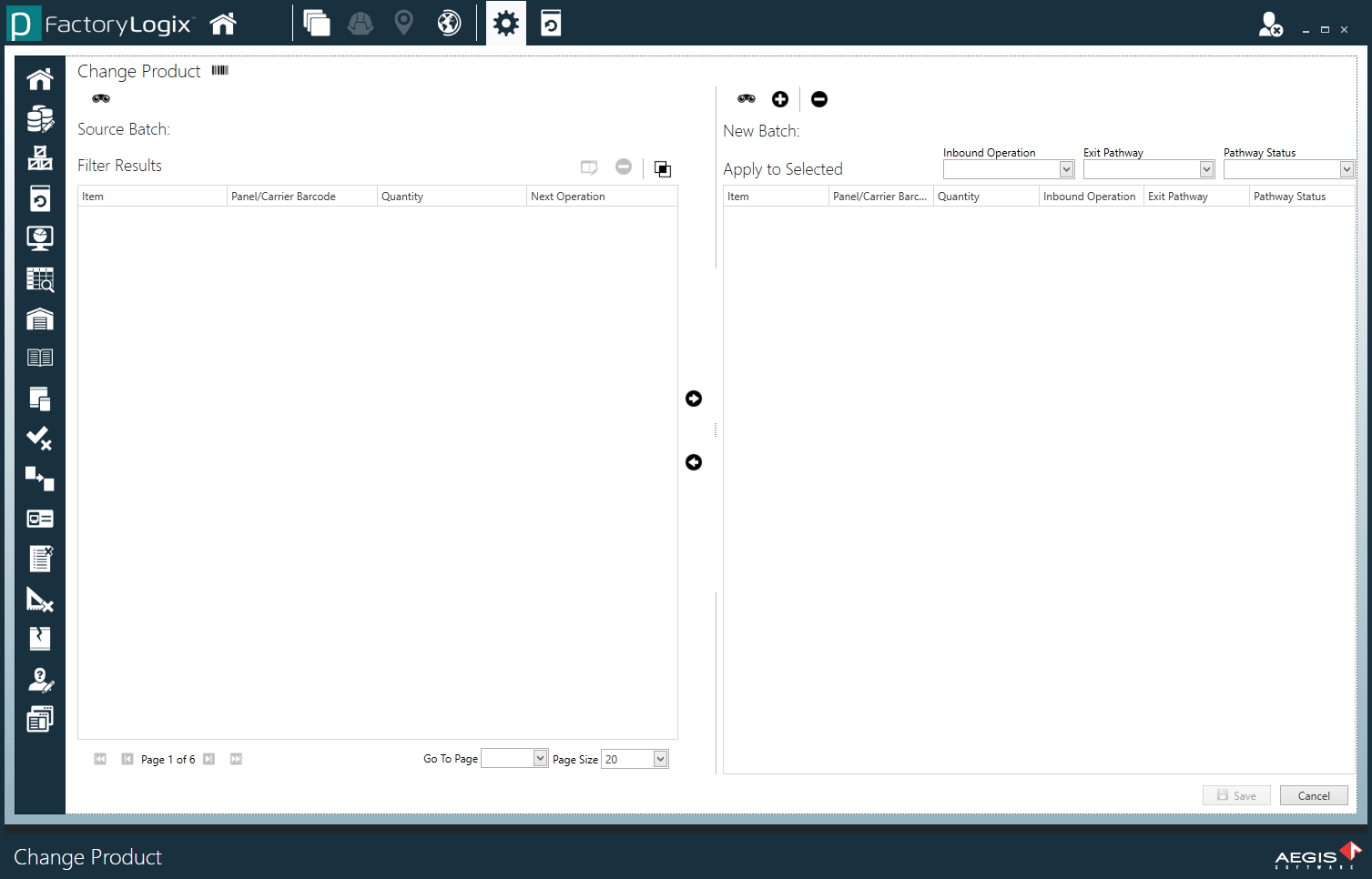 Change Product window