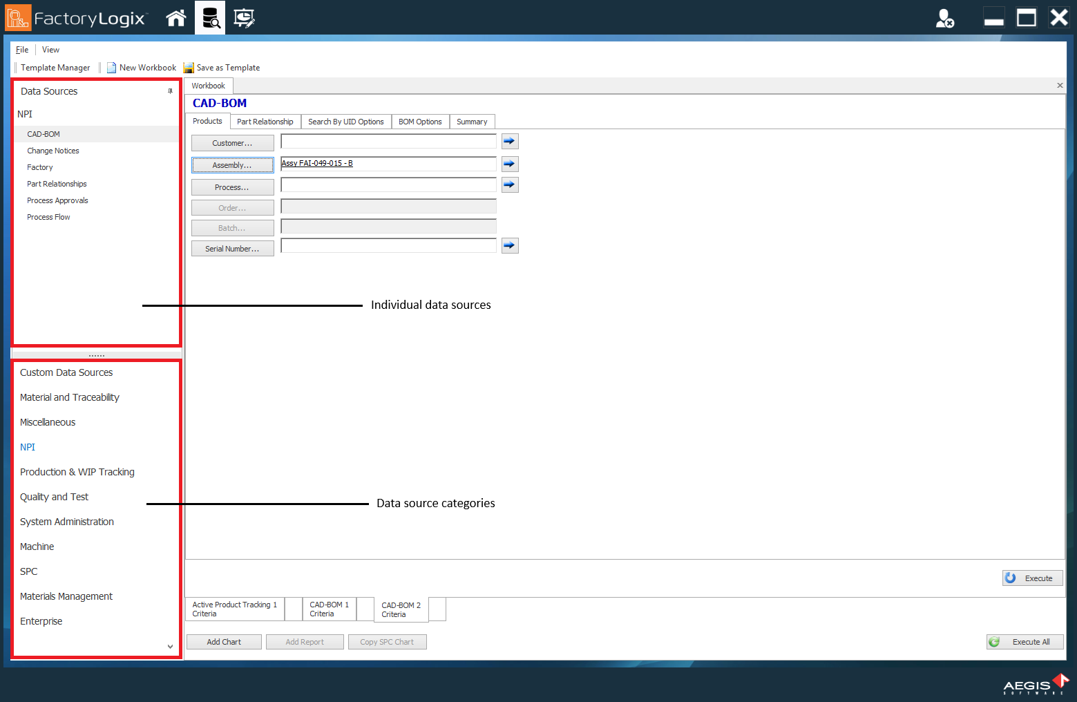 Data sources selections