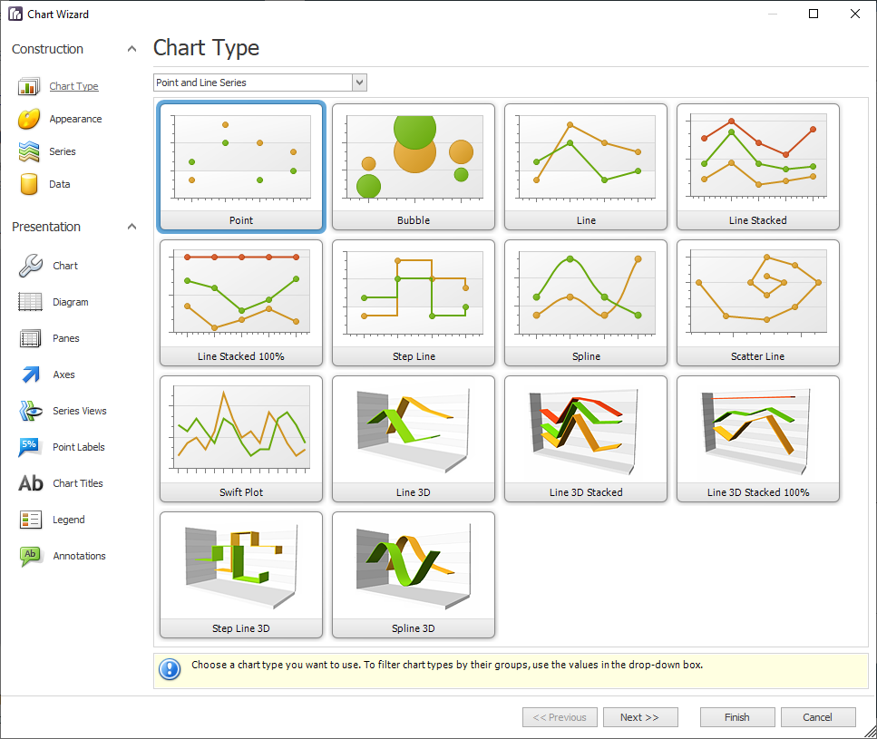 Chart wizard Chart Type page