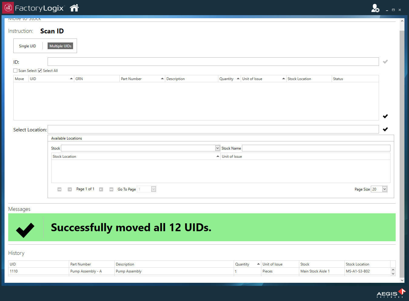 Multiple UIDs moved successfully