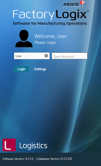 Mobile Logistics Login screen
