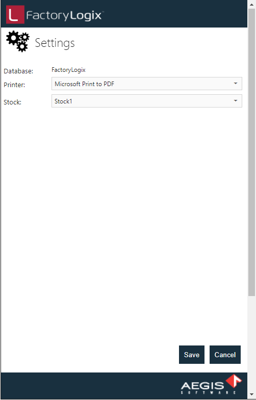 Mobile Logistics Settings screen