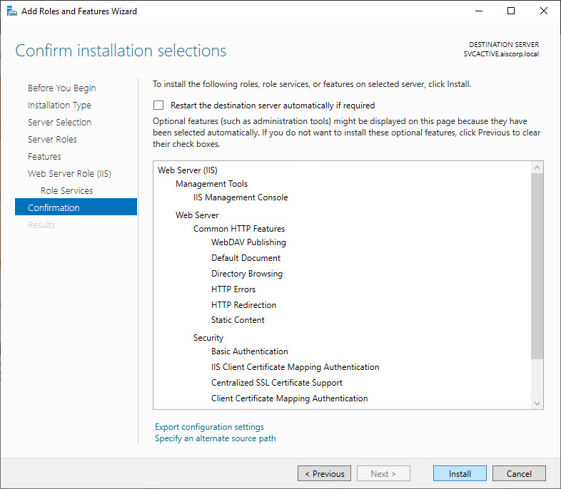Verify the additions, then select Install