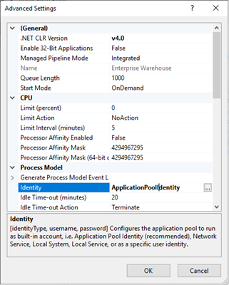 Advanced Settings dialog
