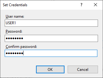 Set Credentials dialog