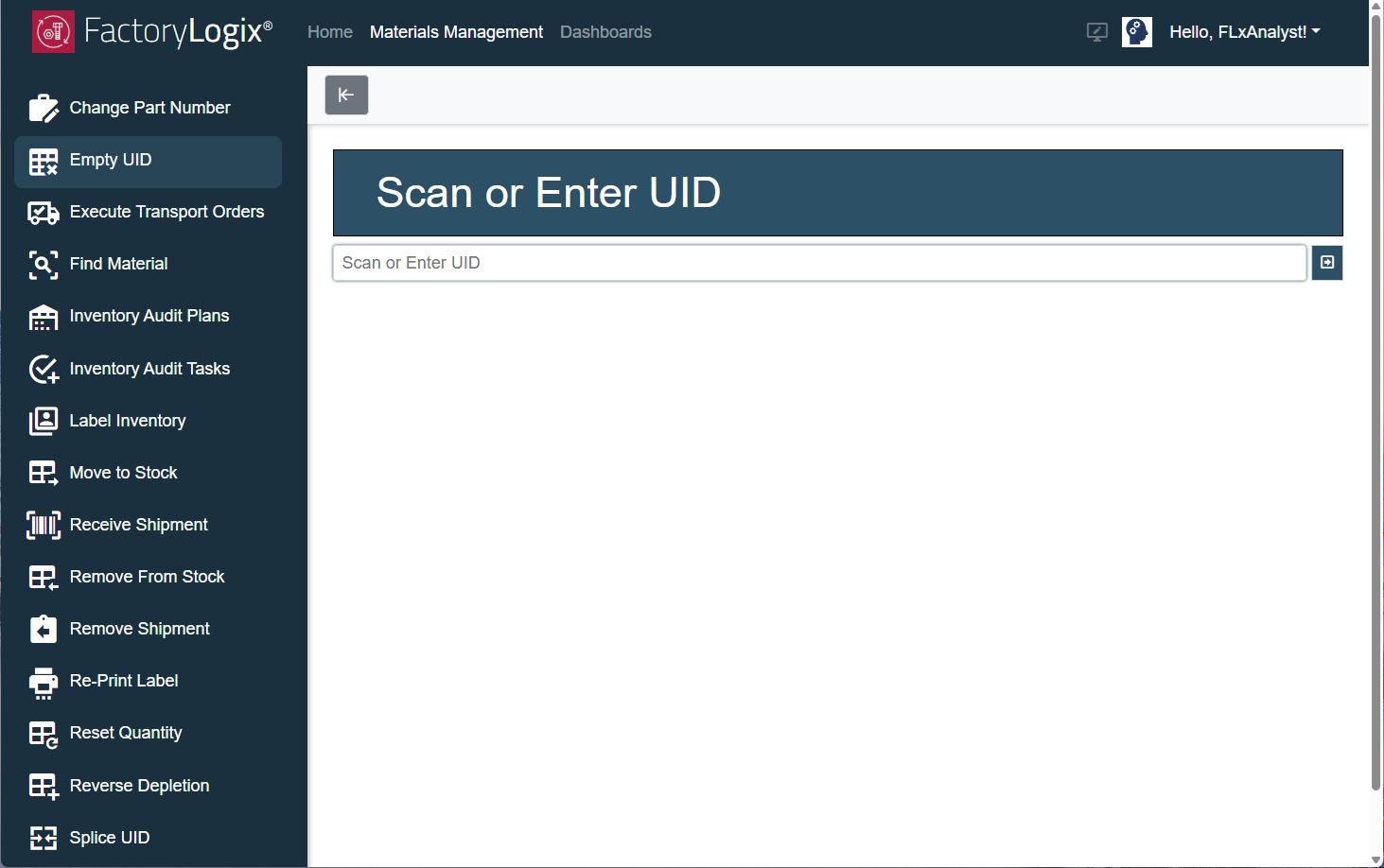 Scan or enter UID