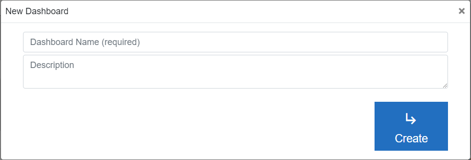 New Dashboard dialog