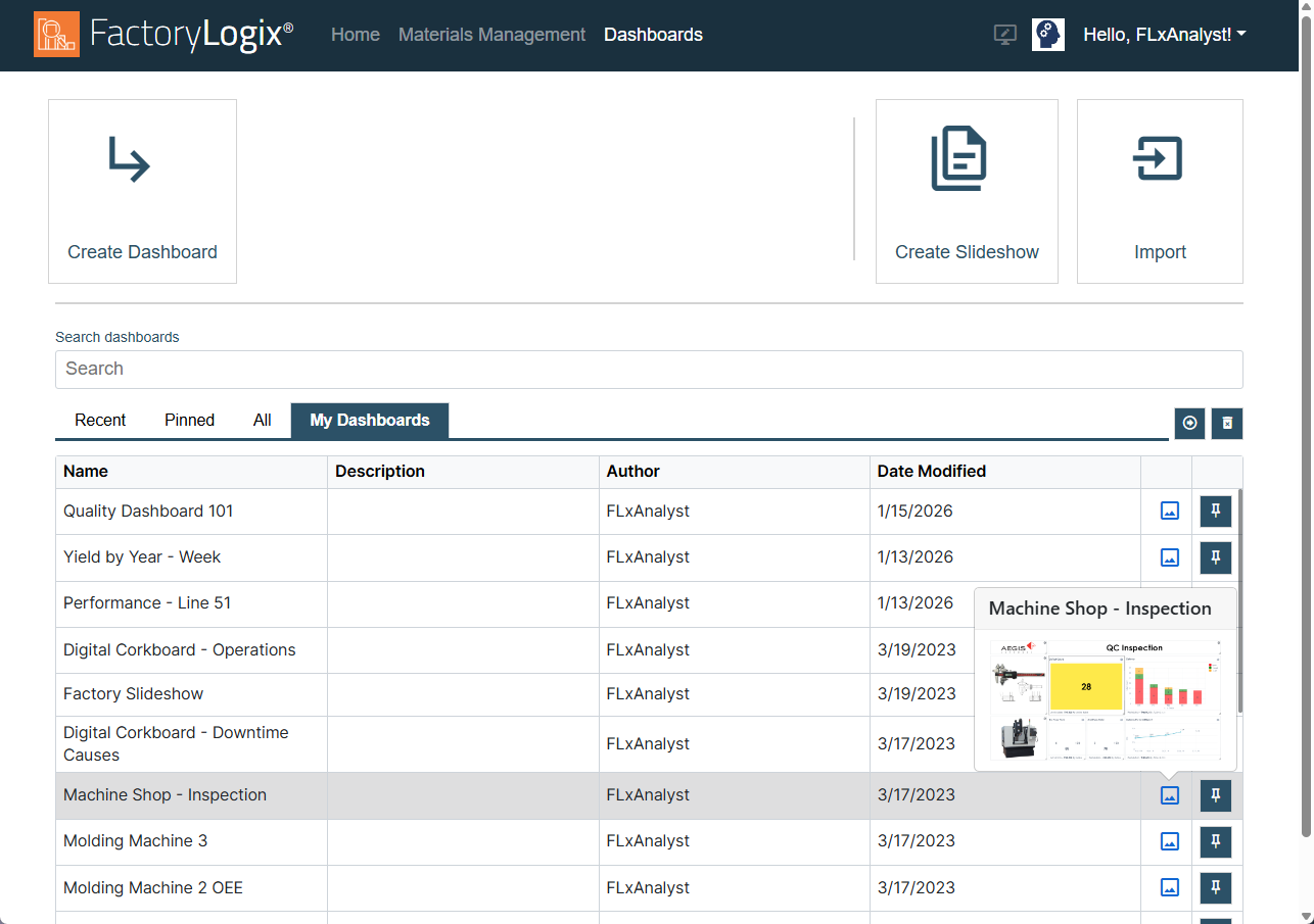 Select a dashboard to edit