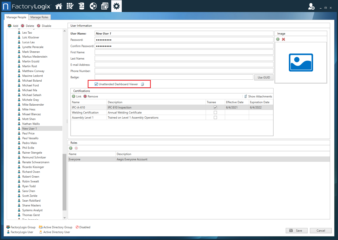 User rights for unattended dashboards