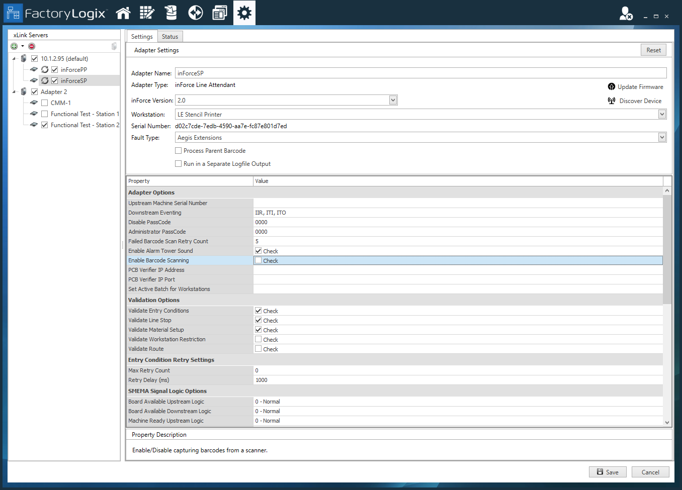 Adapter settings
