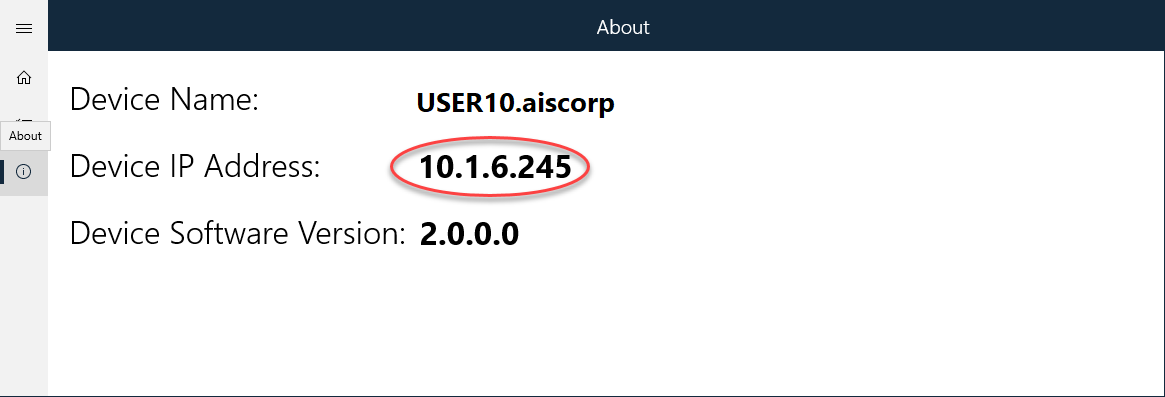 IP address in Discovery window
