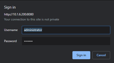 Sign in dialog