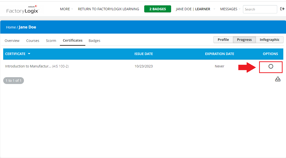 Select a certificate to print