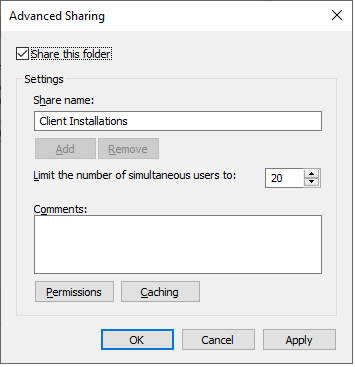 Advanced Sharing dialog