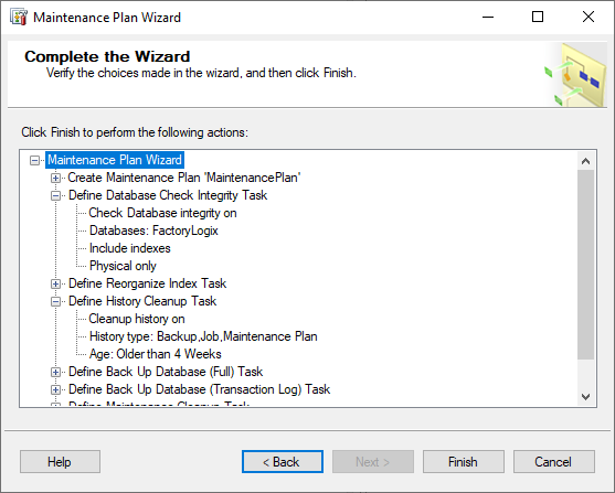 Maintenance Plan Wizard - Complete the Wizard