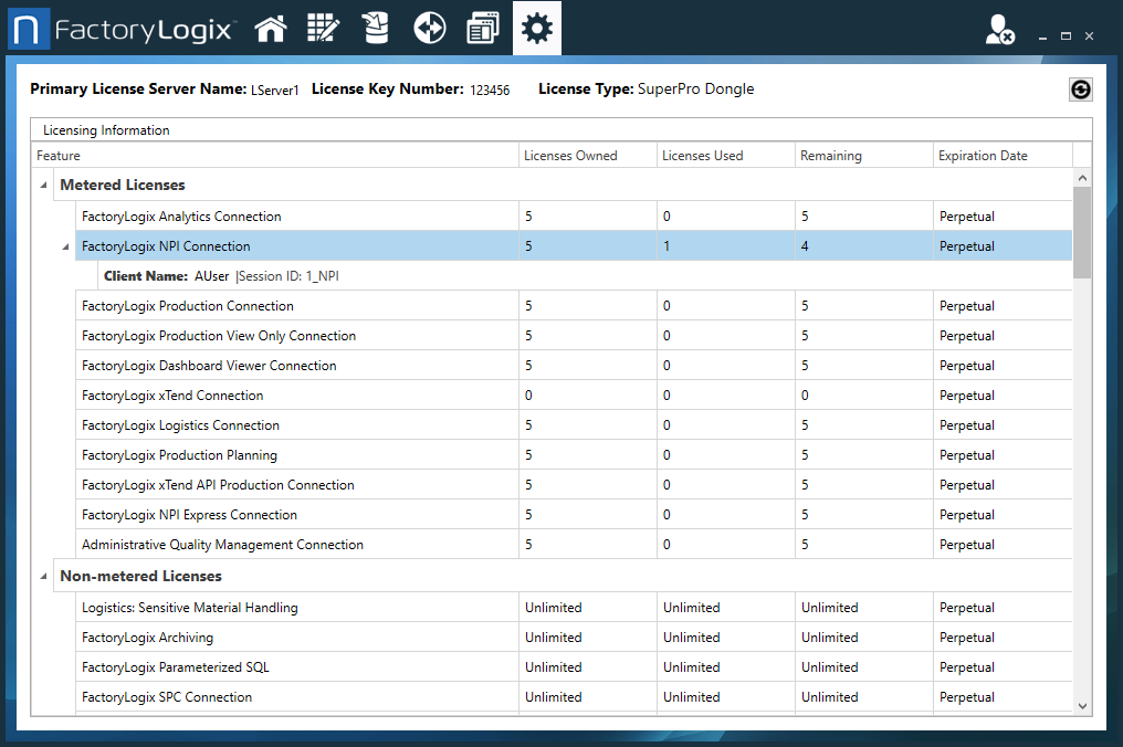 License window details