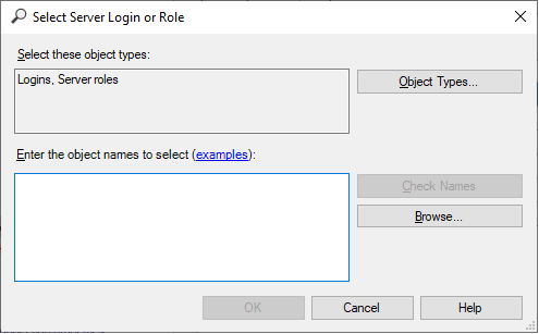 Select Server Login or Role dialog