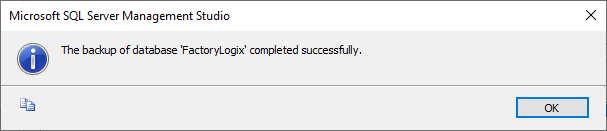 Backup success message