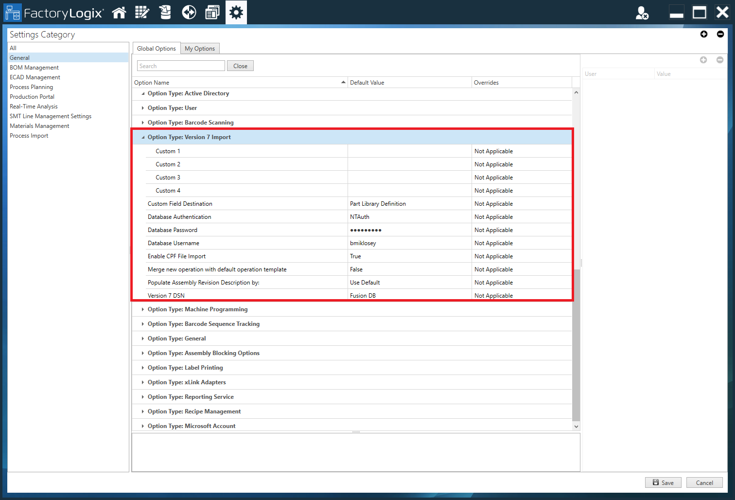 Option Type Version 7 Import