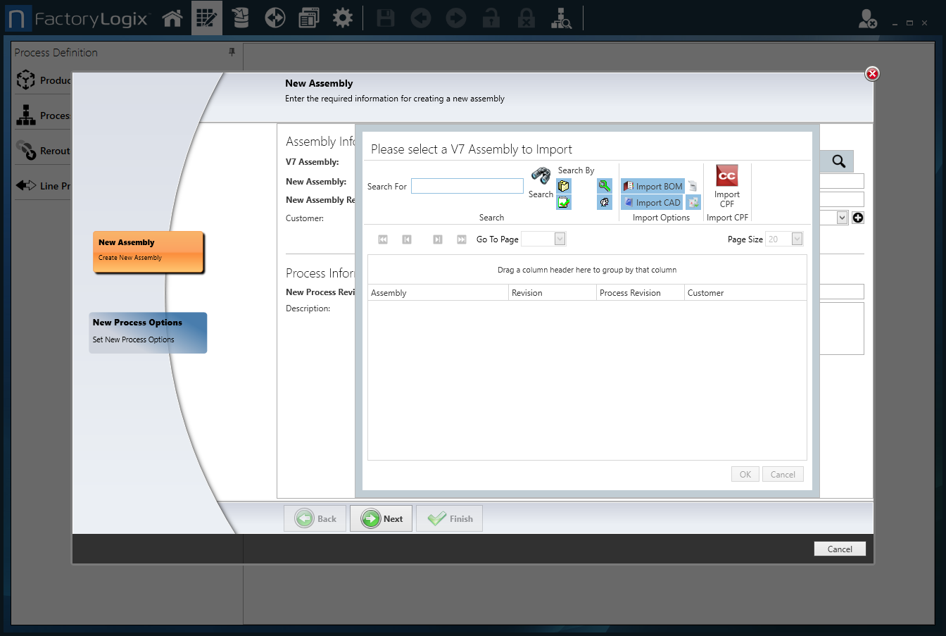 Please Select a V7 Assembly to Import dialog