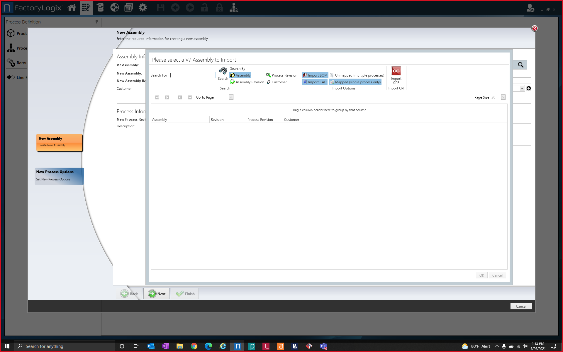 Please Select a V7 Assembly to Import dialog