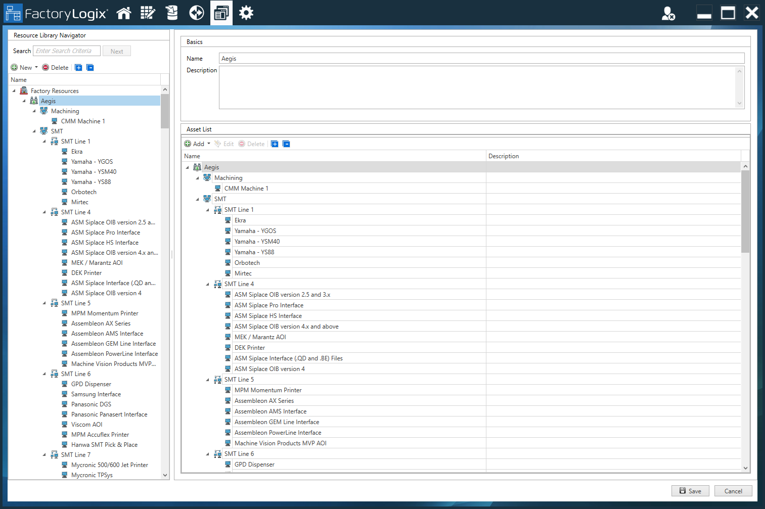 Factory Resources - asset list